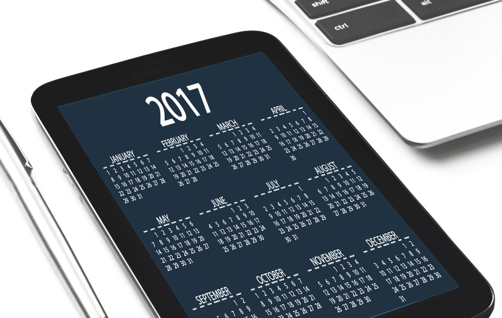 digital calendar on a phone/tab of the year 2017